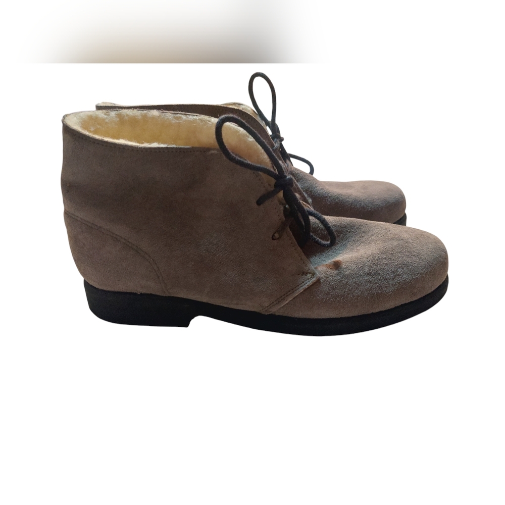 Vintage NEW Hush Puppies Pigskin Leather Ankle Fur Boots sz 1 Girls